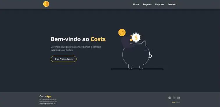 Prévia do projeto Costs – Gerenciador Financeiro